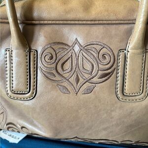 ANTONIO MELANI Taupe Embroidered Shoulder Bag
